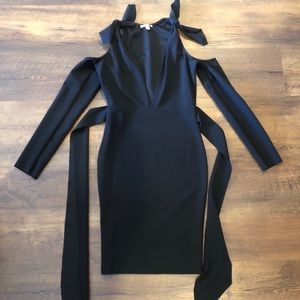 Black cold shoulder little black dress small